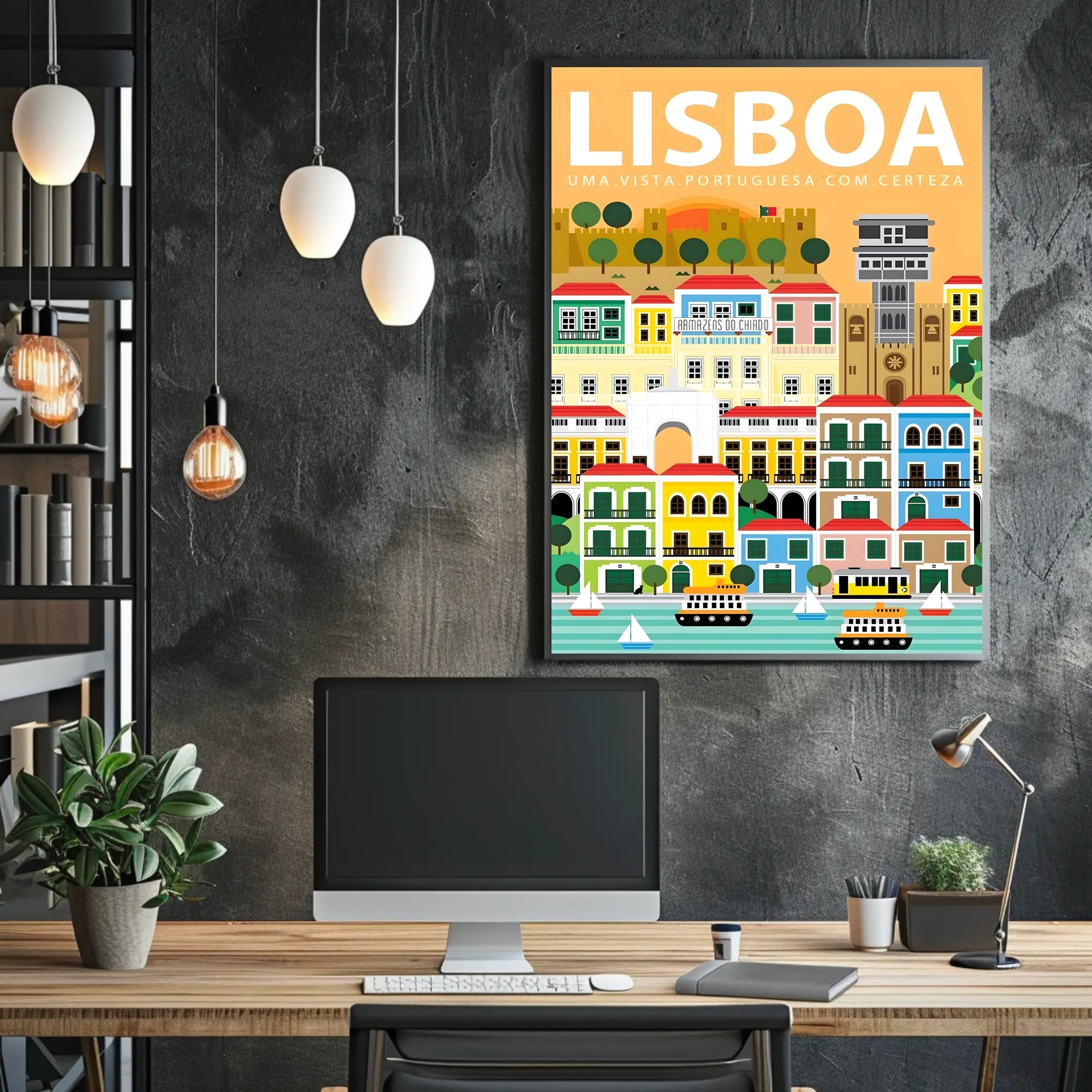 Lisbon Art Deco Travel Poster PosterGoat
