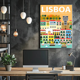 Lisbon Art Deco Travel Poster PosterGoat