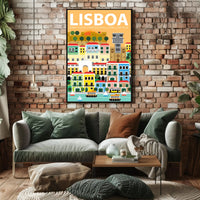 Lisbon Art Deco Travel Poster PosterGoat