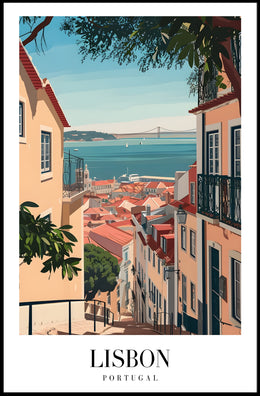 Lisbon Vintage Travel Art Scene Travel Poster PosterGoat