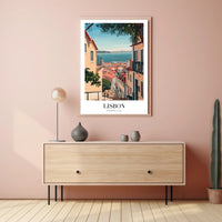 Lisbon Vintage Travel Art Scene Travel Poster PosterGoat