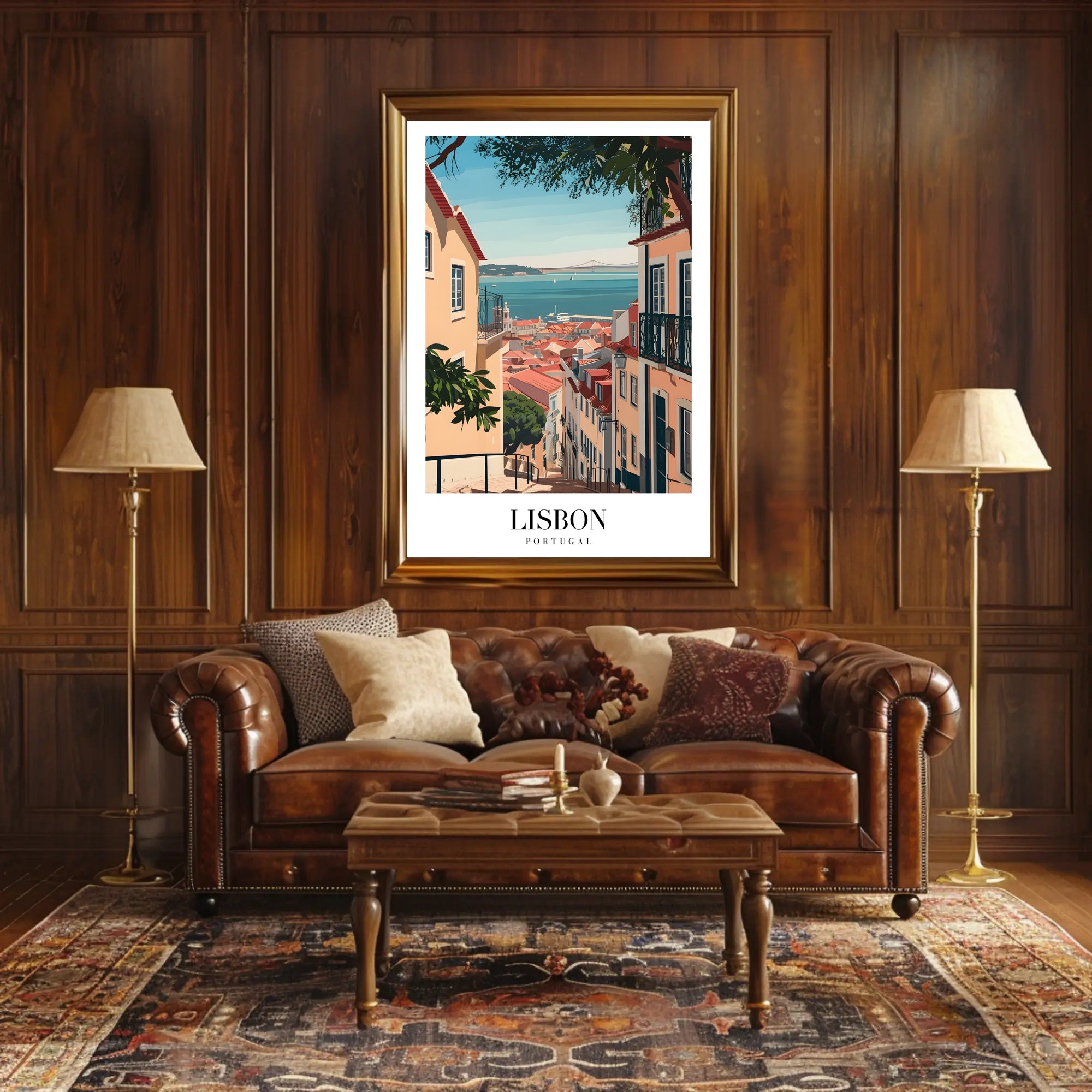 Lisbon Vintage Travel Art Scene Travel Poster PosterGoat