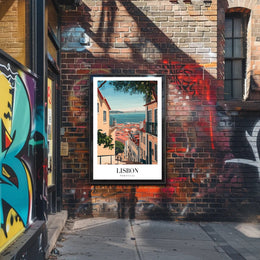 Lisbon Vintage Travel Art Scene Travel Poster PosterGoat