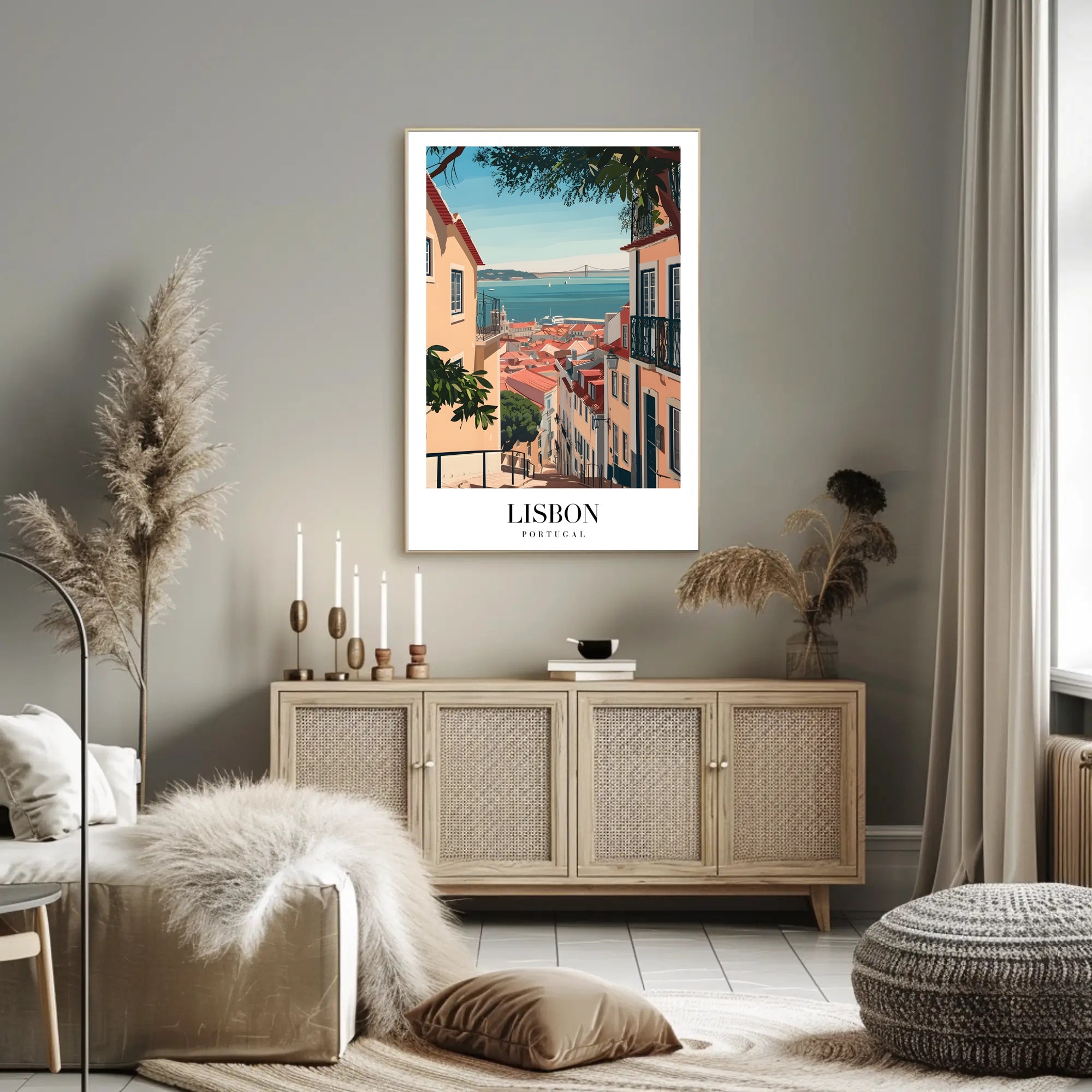 Lisbon Vintage Travel Art Scene Travel Poster PosterGoat
