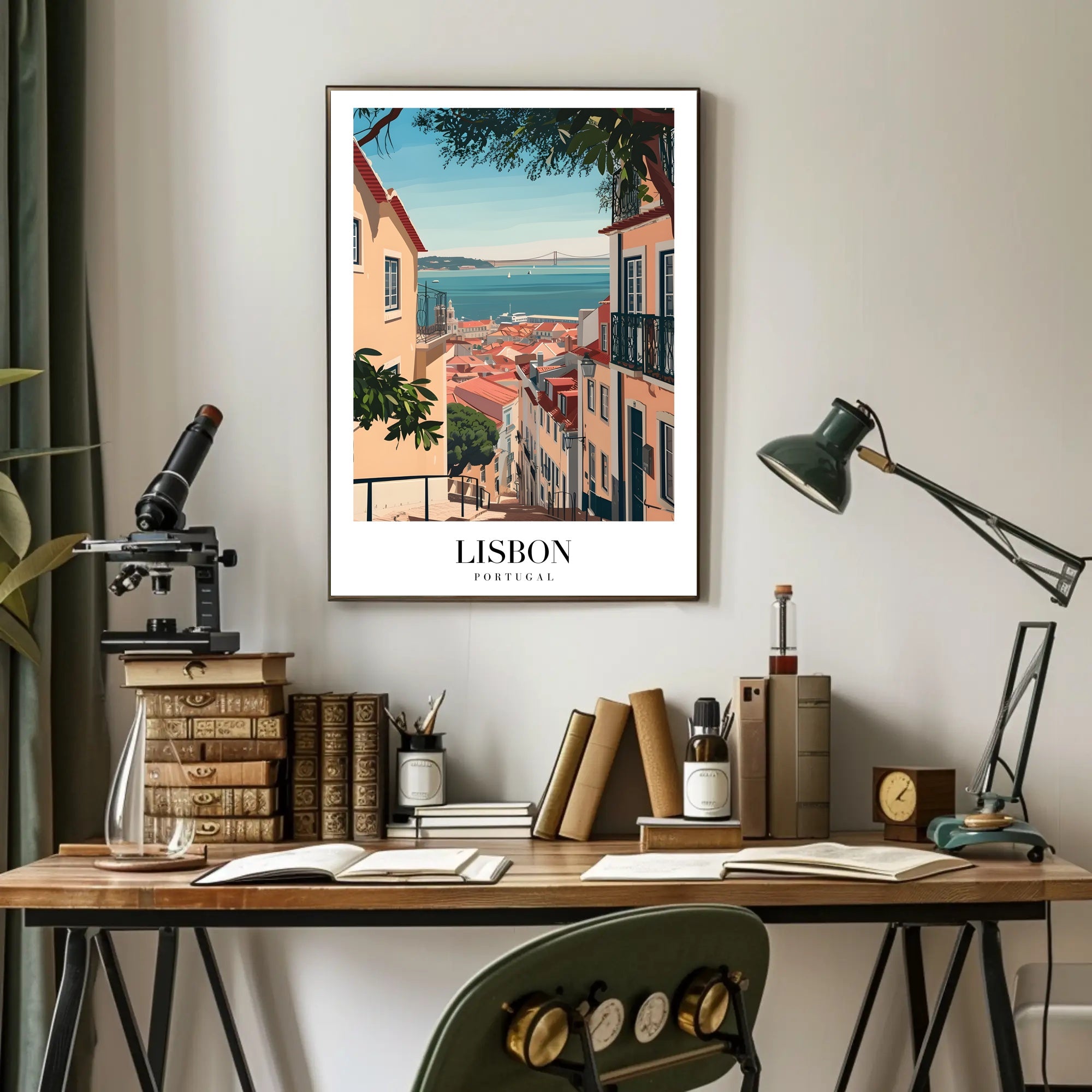 Lisbon Vintage Travel Art Scene Travel Poster PosterGoat