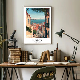 Lisbon Vintage Travel Art Scene Travel Poster PosterGoat