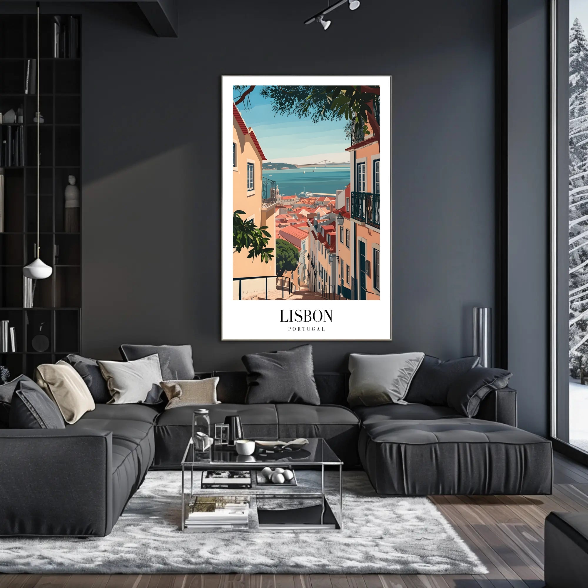 Lisbon Vintage Travel Art Scene Travel Poster PosterGoat