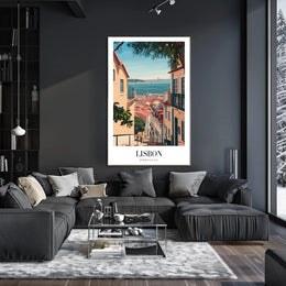 Lisbon Vintage Travel Art Scene Travel Poster PosterGoat