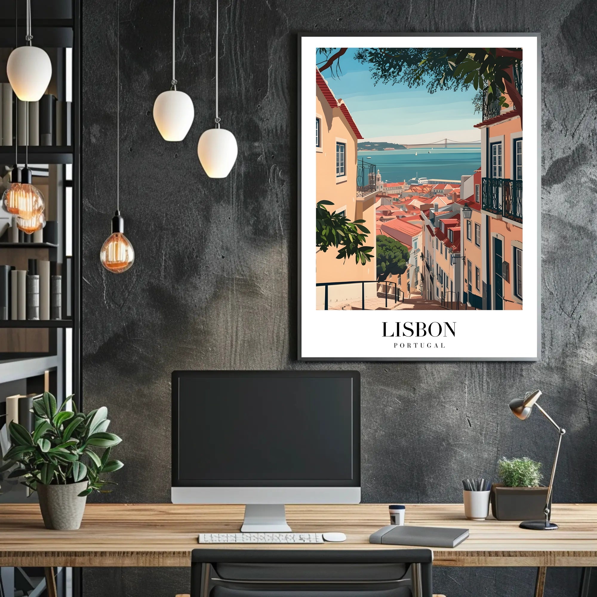 Lisbon Vintage Travel Art Scene Travel Poster PosterGoat