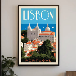Lisbon Vintage Travel Poster - Mid-Century Maritime Charm PosterGoat