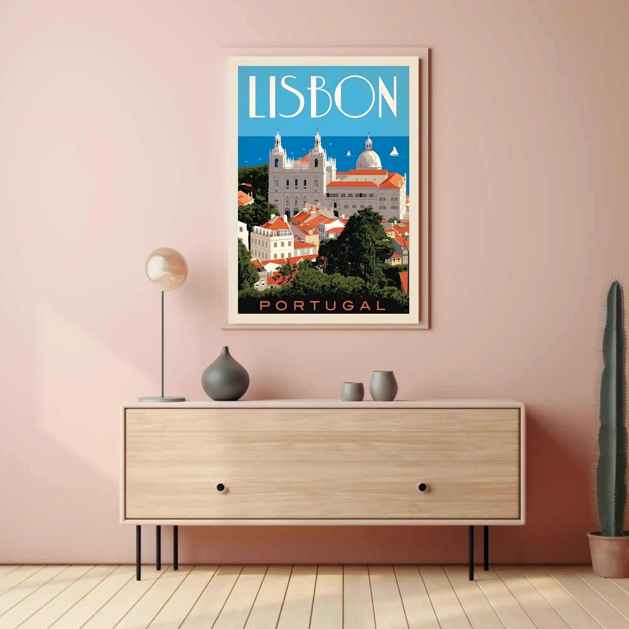 Lisbon Vintage Travel Poster - Mid-Century Maritime Charm PosterGoat