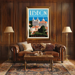 Lisbon Vintage Travel Poster - Mid-Century Maritime Charm PosterGoat