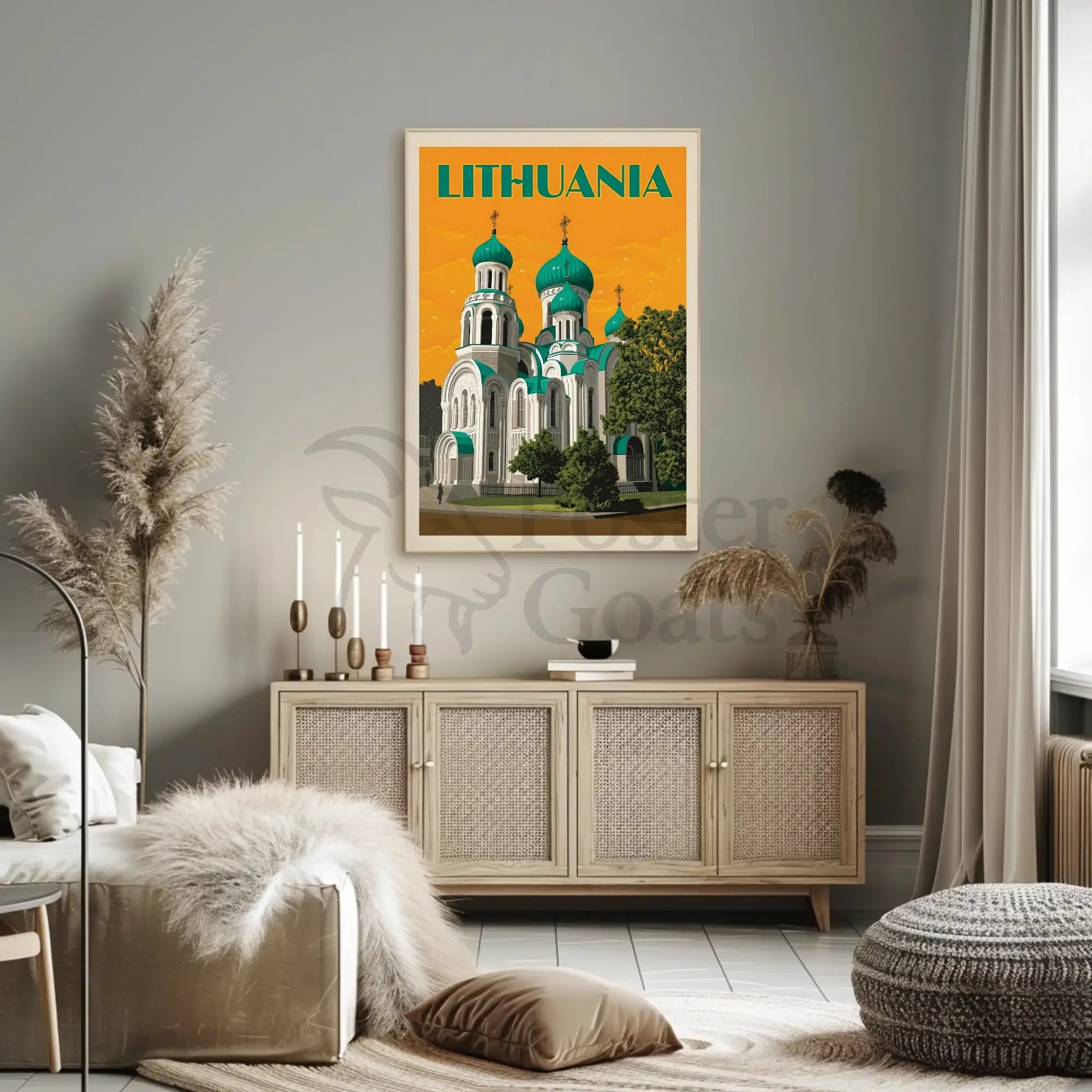 Lithuanian Landmark Vintage Travel Poster PosterGoat