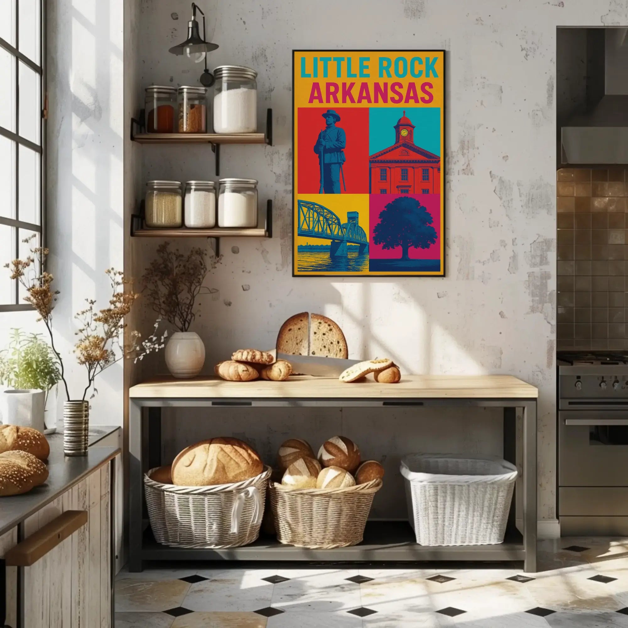 Little Rock Pop Art Travel Poster PosterGoat