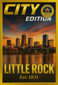 Little Rock Sunset Cityscape Cultural or Heritage Poster PosterGoat