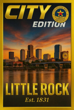 Little Rock Sunset Cityscape Cultural or Heritage Poster PosterGoat