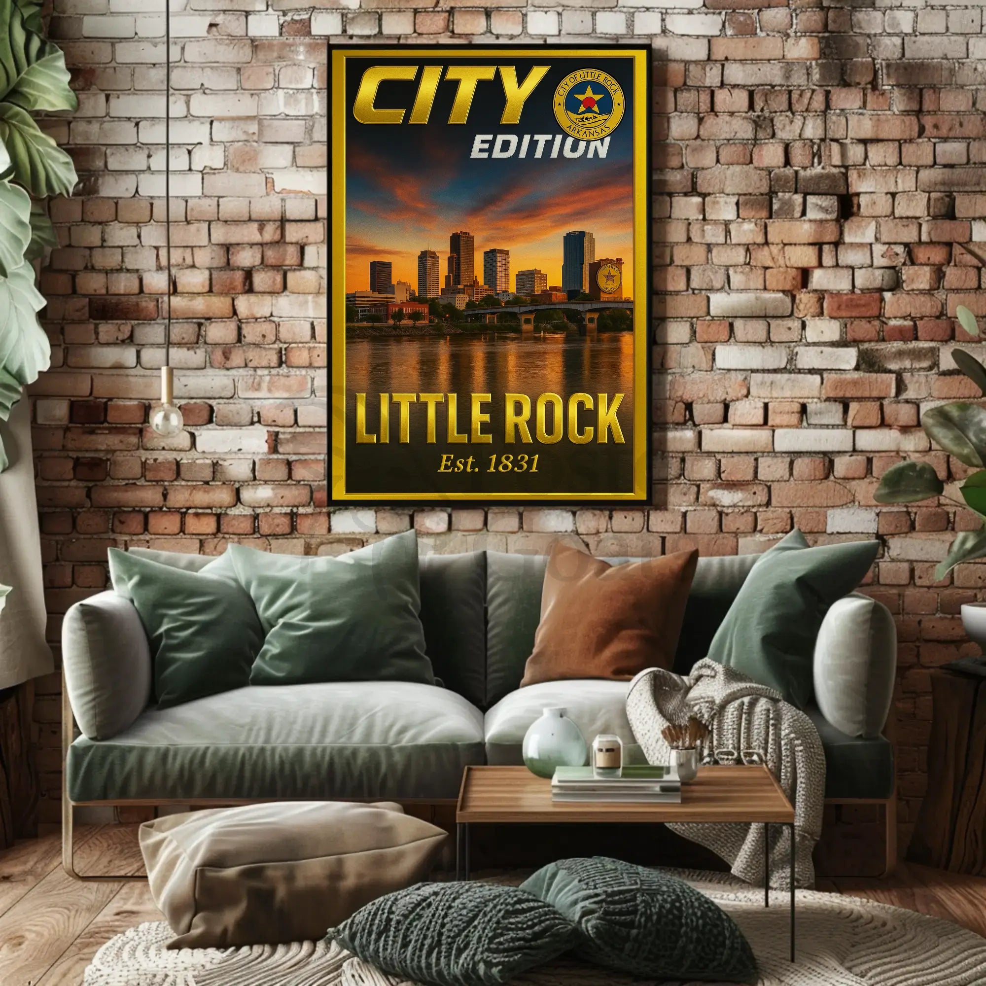 Little Rock Sunset Cityscape Cultural or Heritage Poster PosterGoat