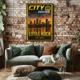 Little Rock Sunset Cityscape Cultural or Heritage Poster PosterGoat