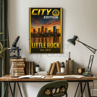 Little Rock Sunset Cityscape Cultural or Heritage Poster PosterGoat