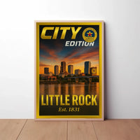 Little Rock Sunset Cityscape Cultural or Heritage Poster PosterGoat