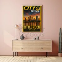 Little Rock Sunset Cityscape Cultural or Heritage Poster PosterGoat