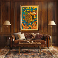 Lively Lucha Libre Wrestling Mask Sports Poster PosterGoat
