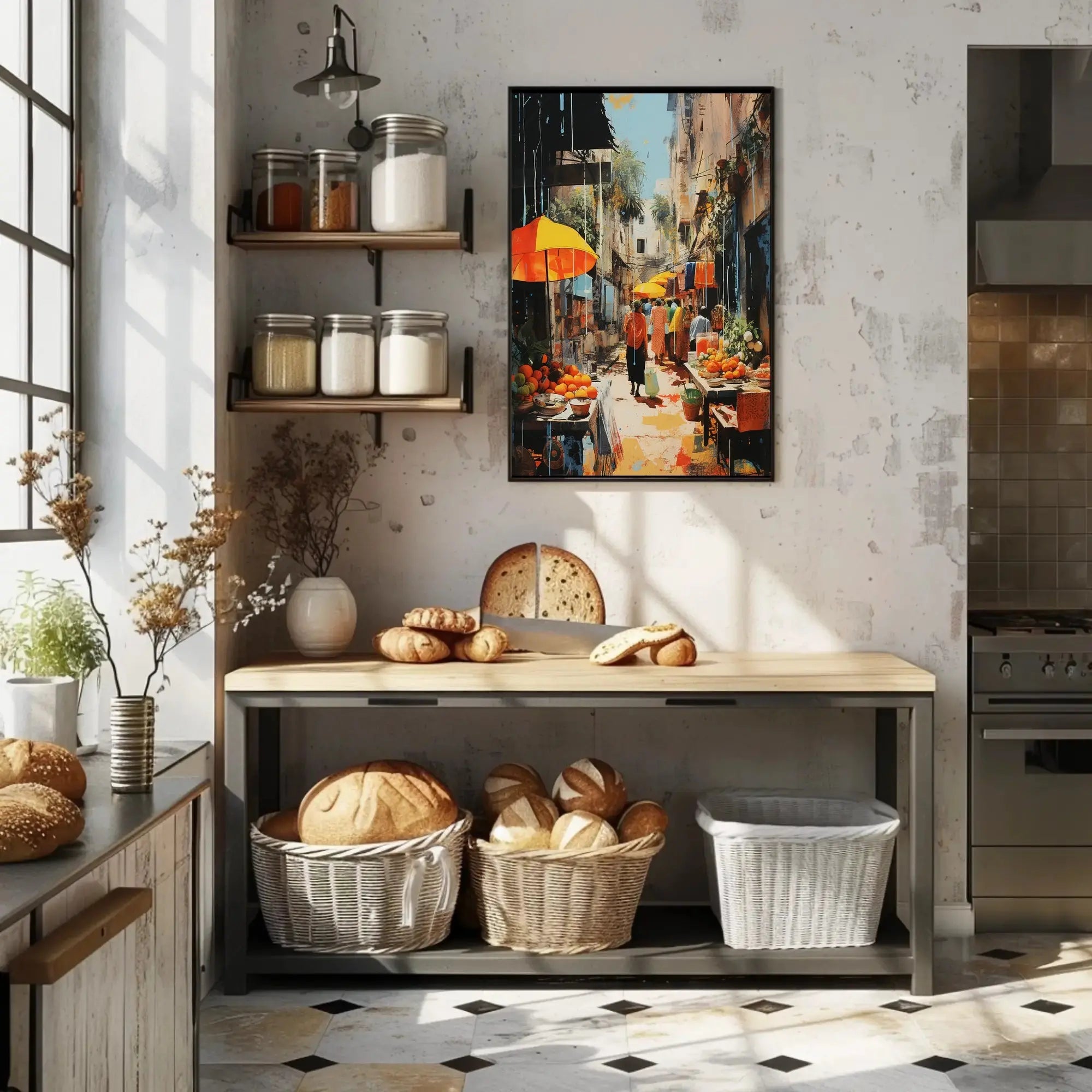 Lively Tropical Market Scene Vibrant Artistic Travel Poster PosterGoat