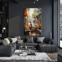 Lively Urban Market Scene Watercolor Cultural Poster PosterGoat