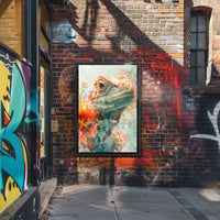 Lizard and Hibiscus Fantasy Artistic Animal Poster PosterGoat