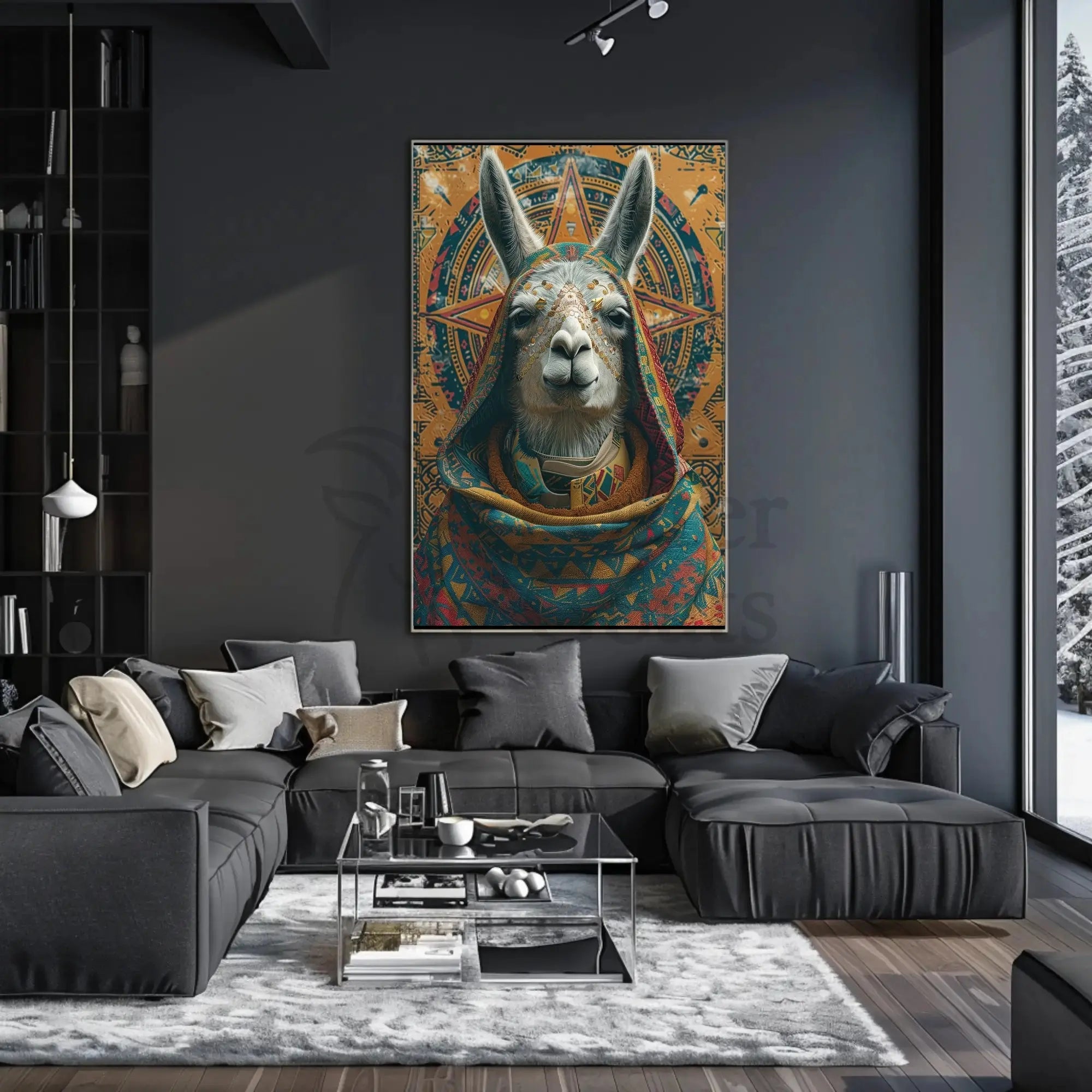 Llama Andean Mystical Art Cultural or Heritage Poster PosterGoat