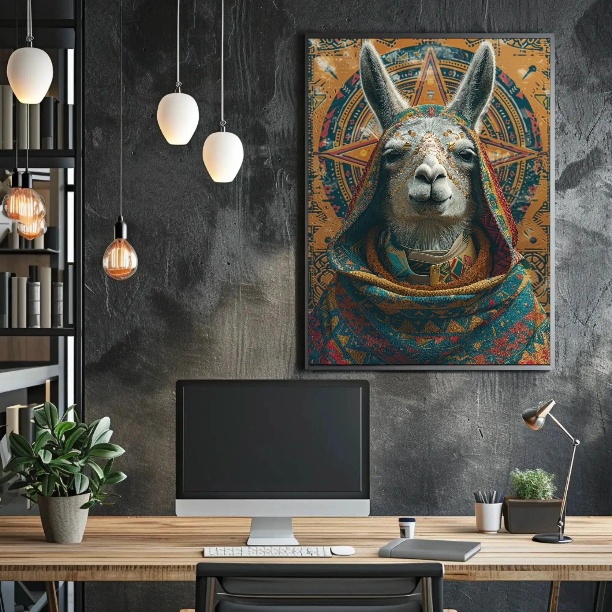 Llama Andean Mystical Art Cultural or Heritage Poster PosterGoat