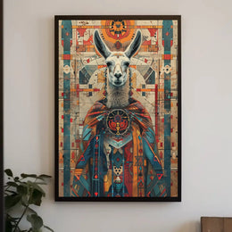 Llama in Rich Andean Patterns Cultural Poster PosterGoat