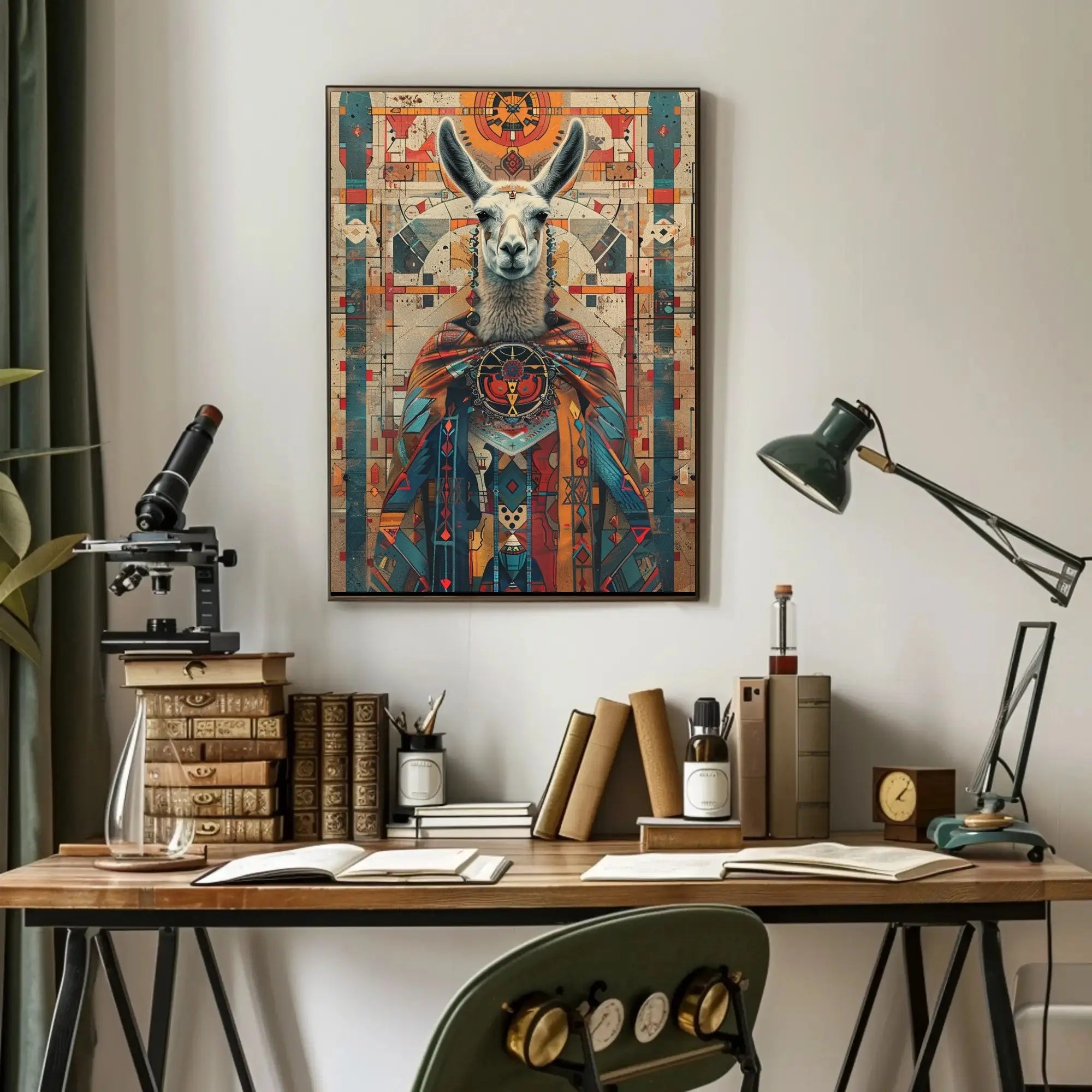 Llama in Rich Andean Patterns Cultural Poster PosterGoat