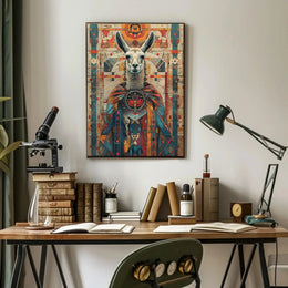 Llama in Rich Andean Patterns Cultural Poster PosterGoat