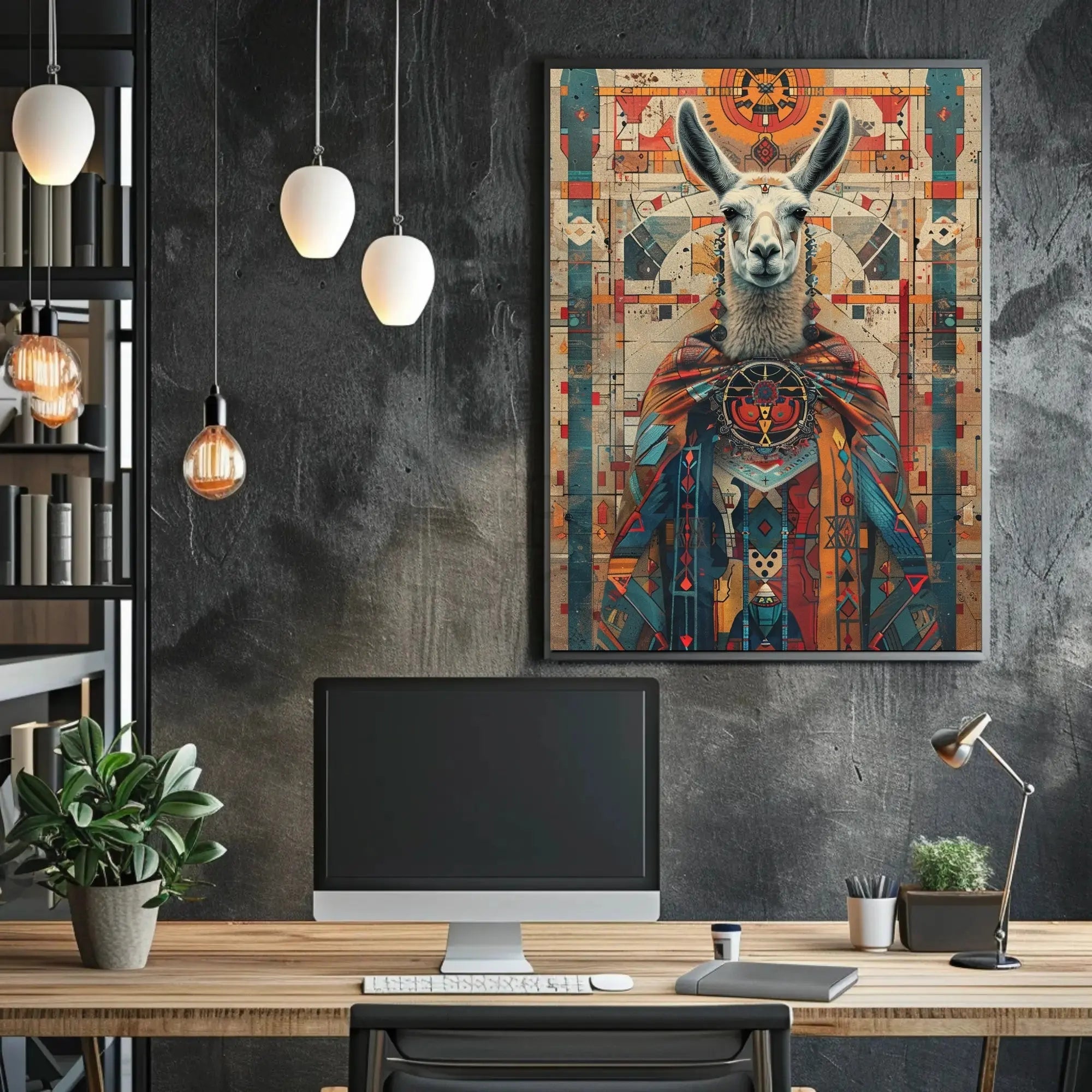 Llama in Rich Andean Patterns Cultural Poster PosterGoat