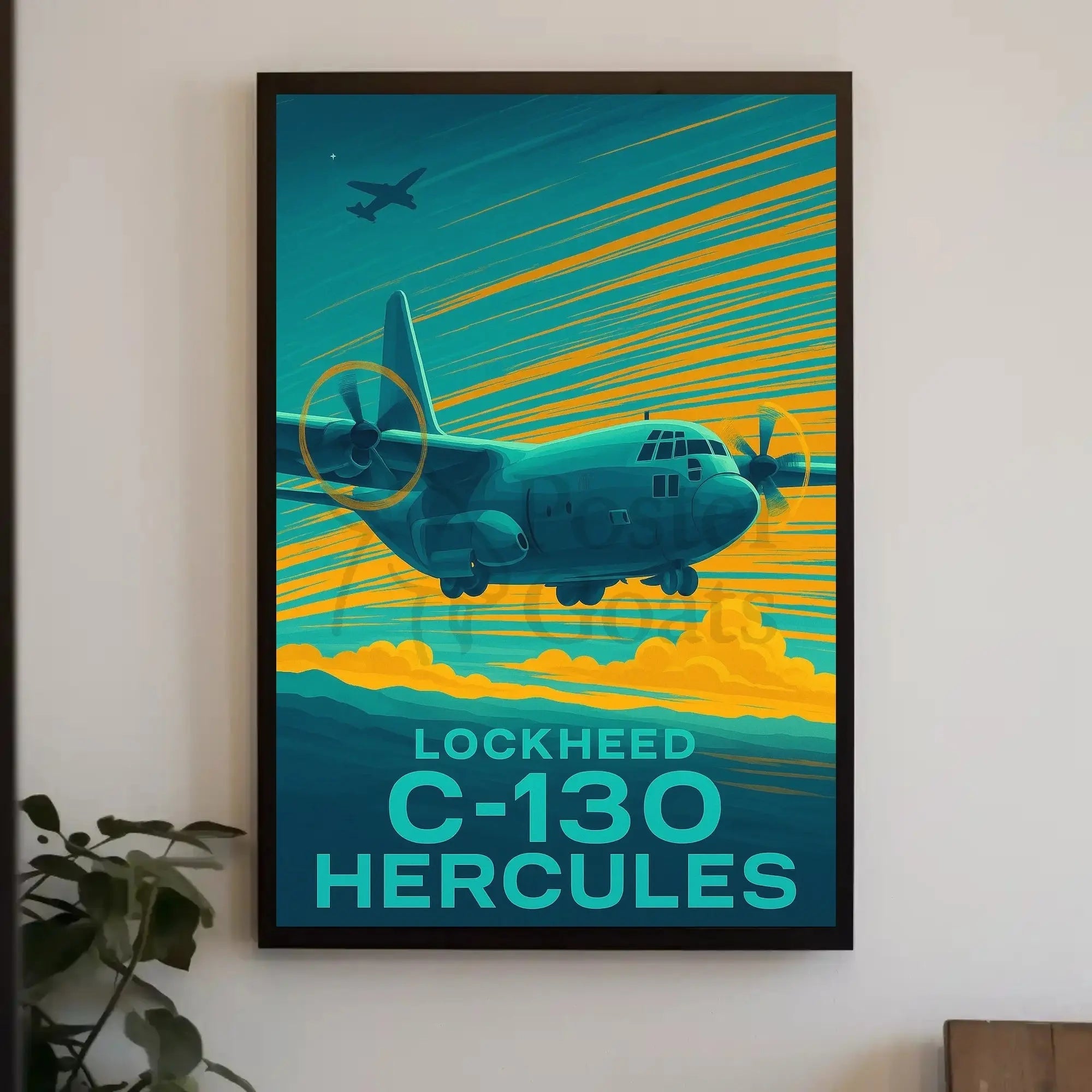 Lockheed C-130 Hercules Retro Military Recruitment Poster PosterGoat