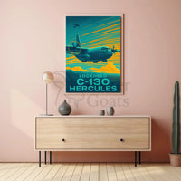 Lockheed C-130 Hercules Retro Military Recruitment Poster PosterGoat