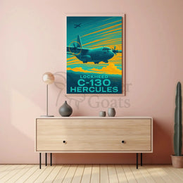 Lockheed C-130 Hercules Retro Military Recruitment Poster PosterGoat