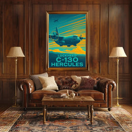 Lockheed C-130 Hercules Retro Military Recruitment Poster PosterGoat