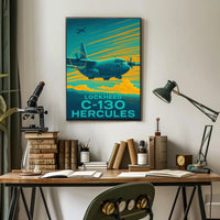 Lockheed C-130 Hercules Retro Military Recruitment Poster PosterGoat