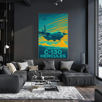 Lockheed C-130 Hercules Retro Military Recruitment Poster PosterGoat