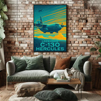 Lockheed C-130 Hercules Retro Military Recruitment Poster PosterGoat