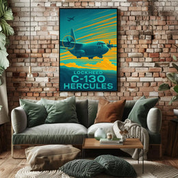Lockheed C-130 Hercules Retro Military Recruitment Poster PosterGoat