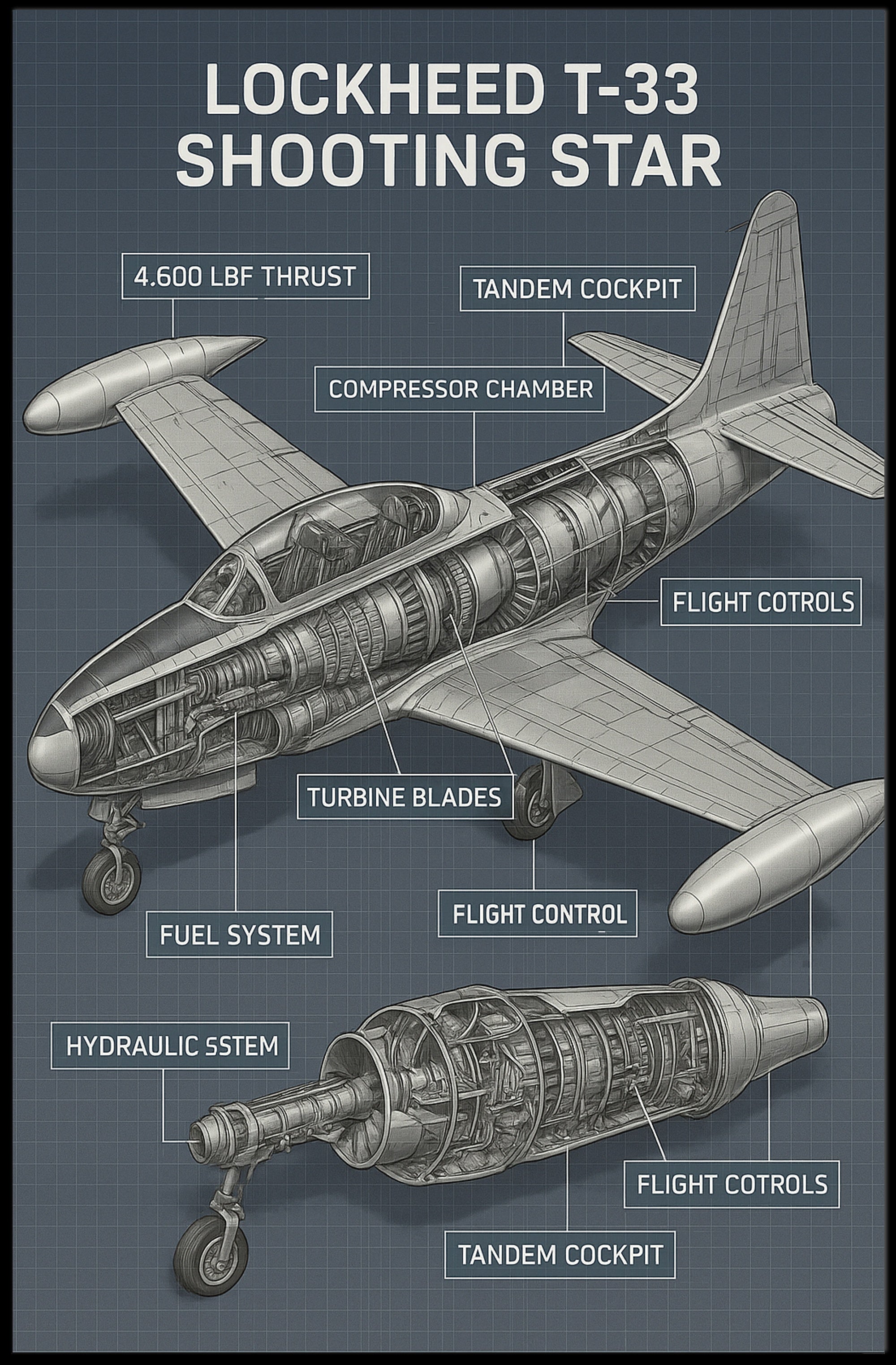 Lockheed T-33 Shooting Star Poster PosterGoat