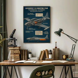 Lockheed T-33 Shooting Star Technical Cutaway Poster PosterGoat