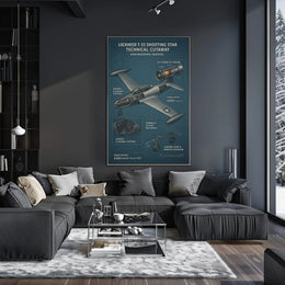 Lockheed T-33 Shooting Star Technical Cutaway Poster PosterGoat