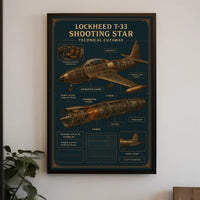 Lockheed T-33 Shooting Star Technical Poster PosterGoat