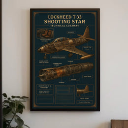 Lockheed T-33 Shooting Star Technical Poster PosterGoat