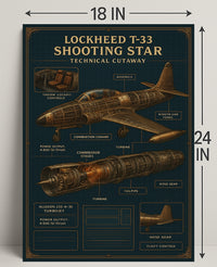 Lockheed T-33 Shooting Star Technical Poster PosterGoat