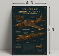 Lockheed T-33 Shooting Star Technical Poster PosterGoat